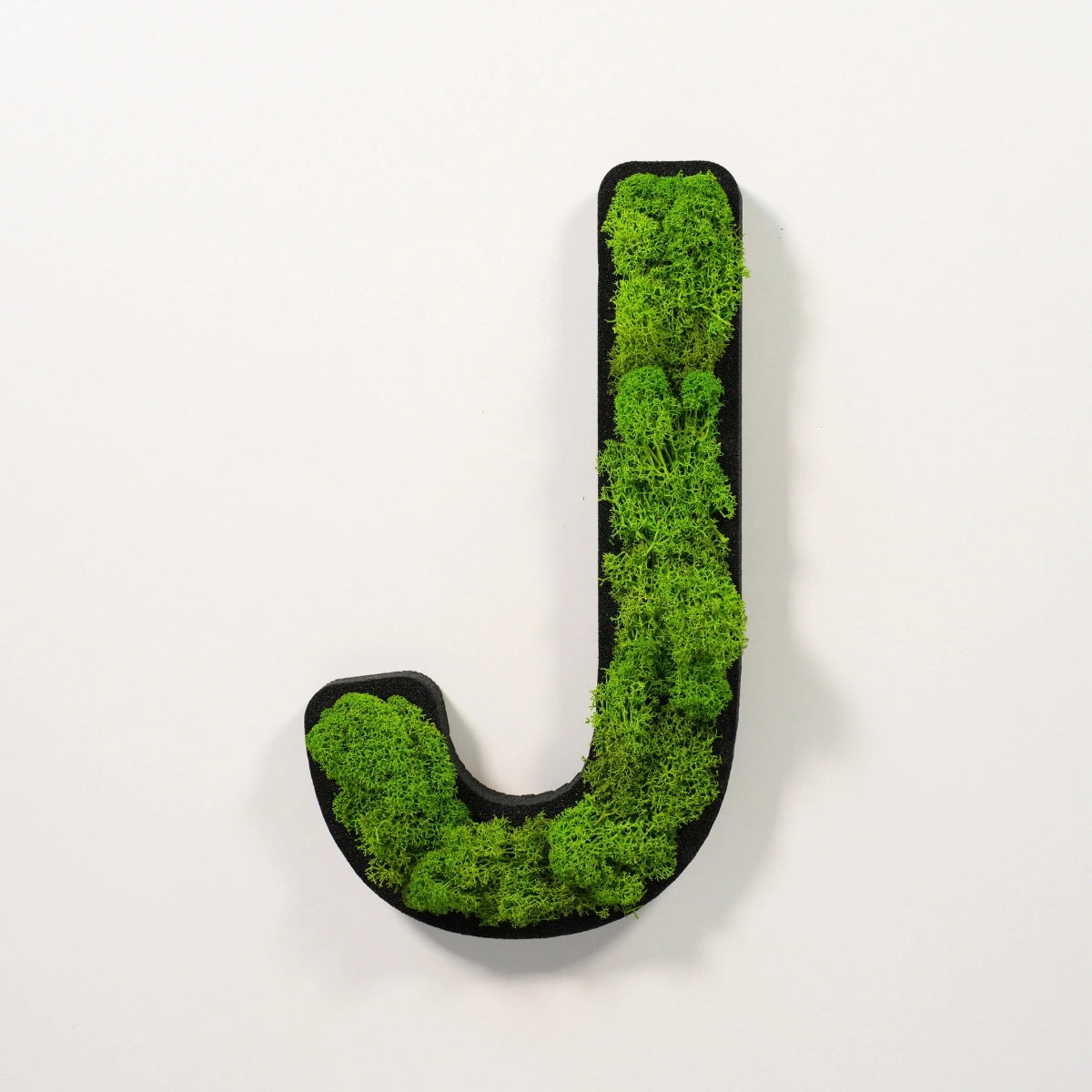 Moosbuchstabe J aus echtem Islandmoos, 32 cm hoch, grüne Wanddekoration