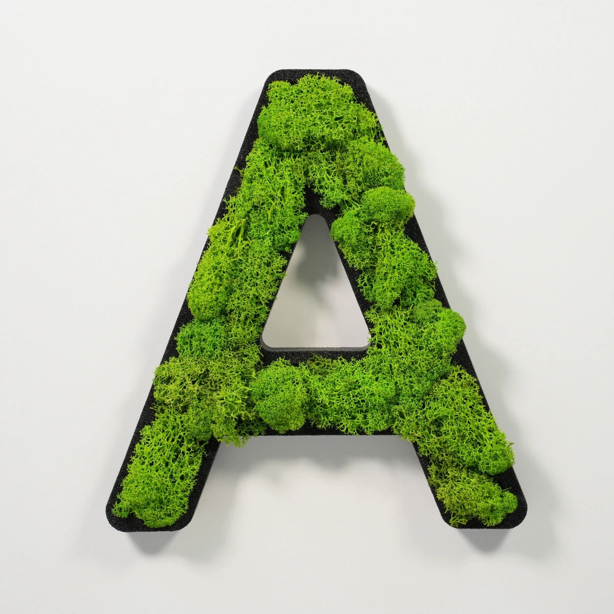 Moosbuchstabe A aus echtem Islandmoos, 32 cm hoch, grüne Wanddekoration