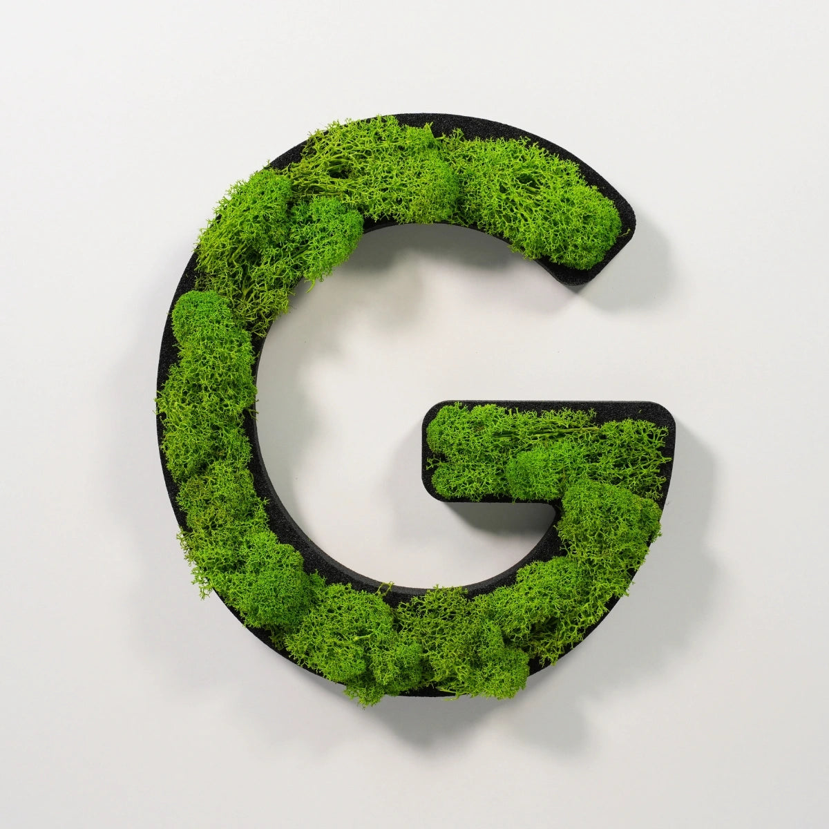 Moosbuchstabe G aus echtem Islandmoos, 32 cm hoch, grüne Wanddekoration